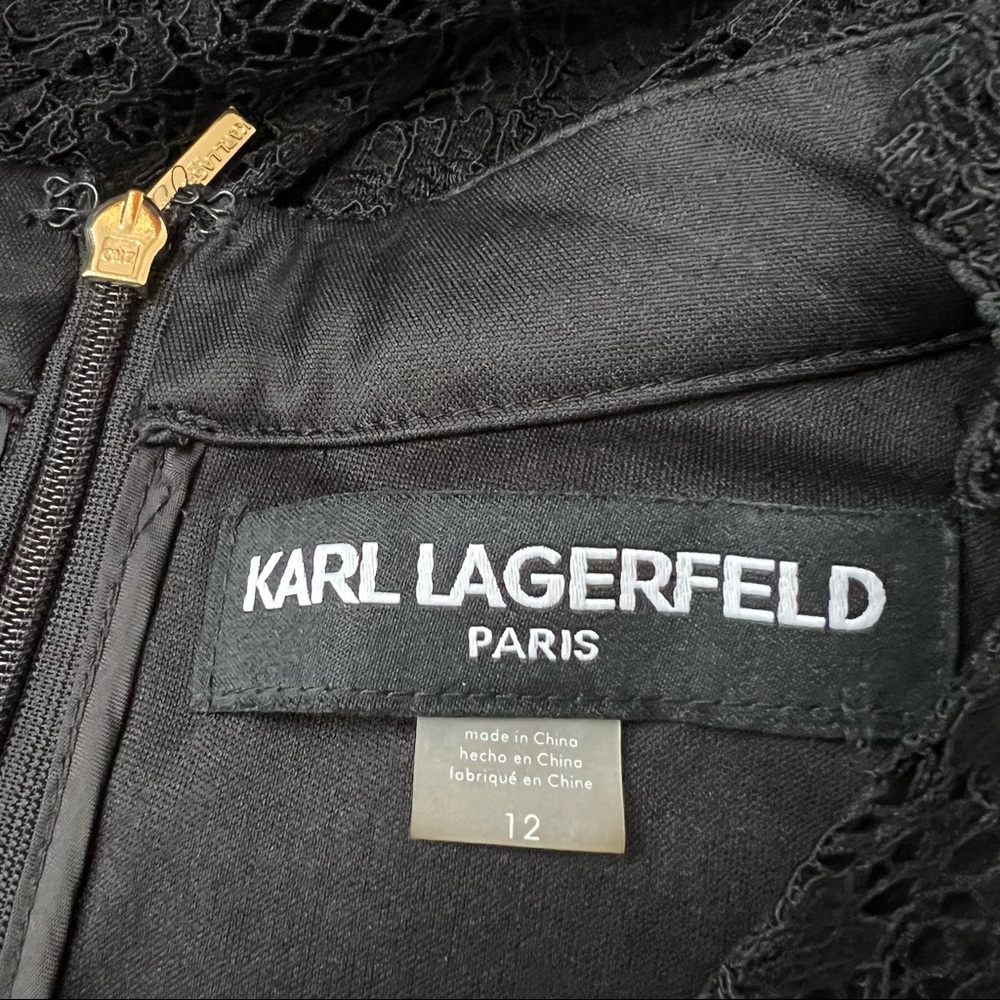 Karl Lagerfield Black Lace Long Sleeve Dress - Picture 2 of 7